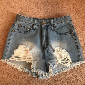 Showpo Denim Shorts, size 2/4, destroyed
